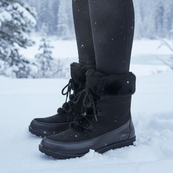 JBU 8 Boots Woman Faux Fur Winter Snow Outdoor Combat Water Resistant Shoe Jambu - Picture 8 of 16